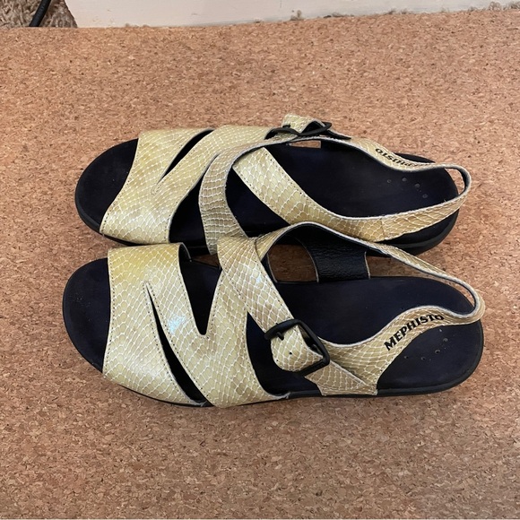 Mephisto Eva Sandal Snakeskin Pattern Camel Comfort Walking Shoe Sz EU 37 US 6 - Picture 3 of 11